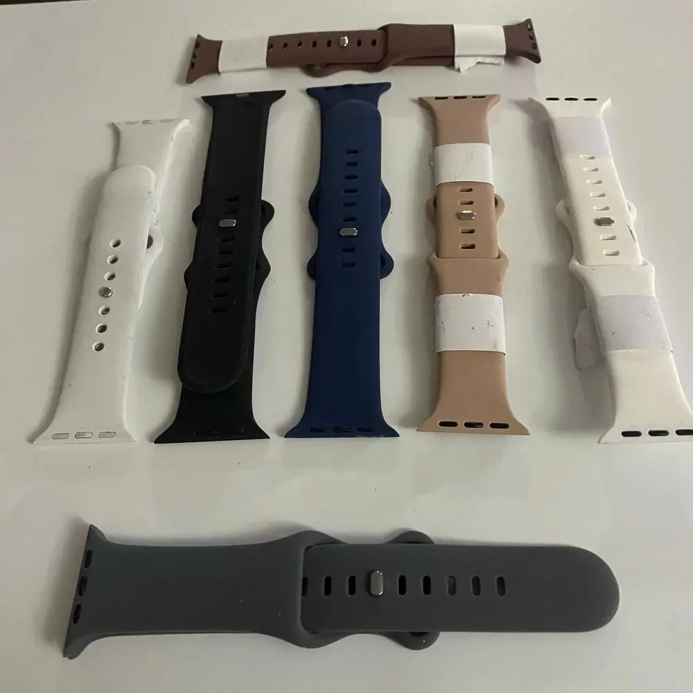 Lot of 7 Assorted Silicone Apple Watch Bands Used #41